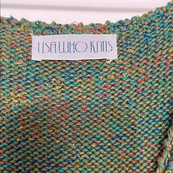 Hand Crafted Multicolor Knit Women's Cardigan Vest - Picture 3 of 12
